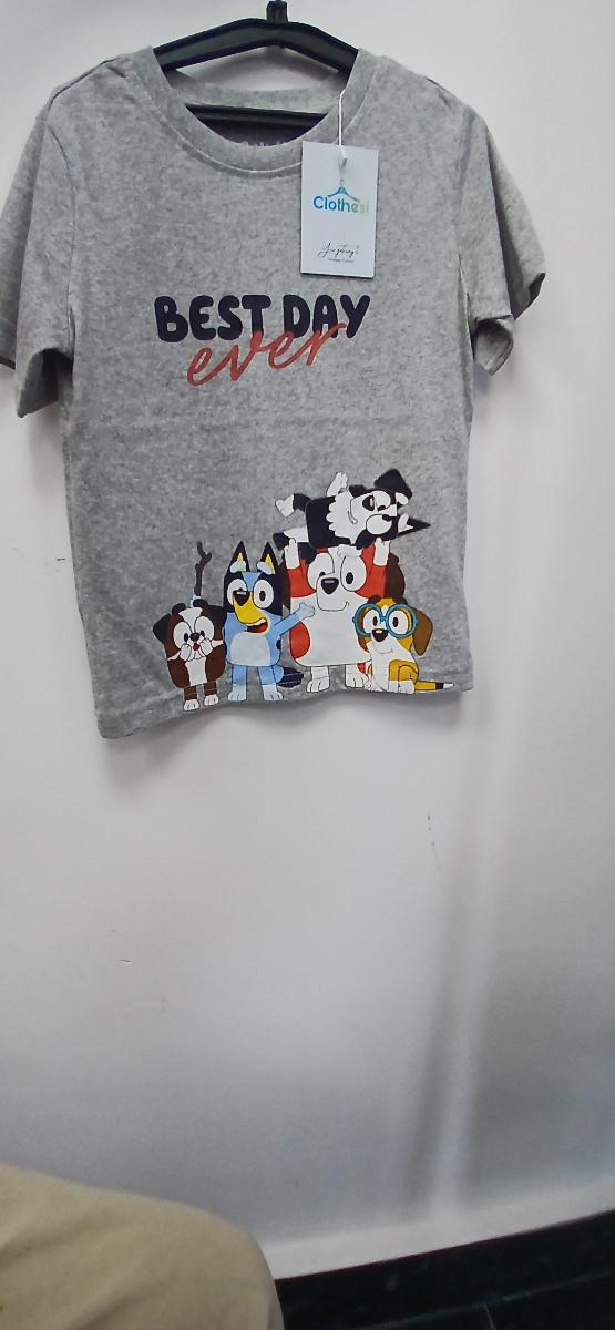 Grey bluey Cotton T-Shirt with "Best Dad Ever" Print