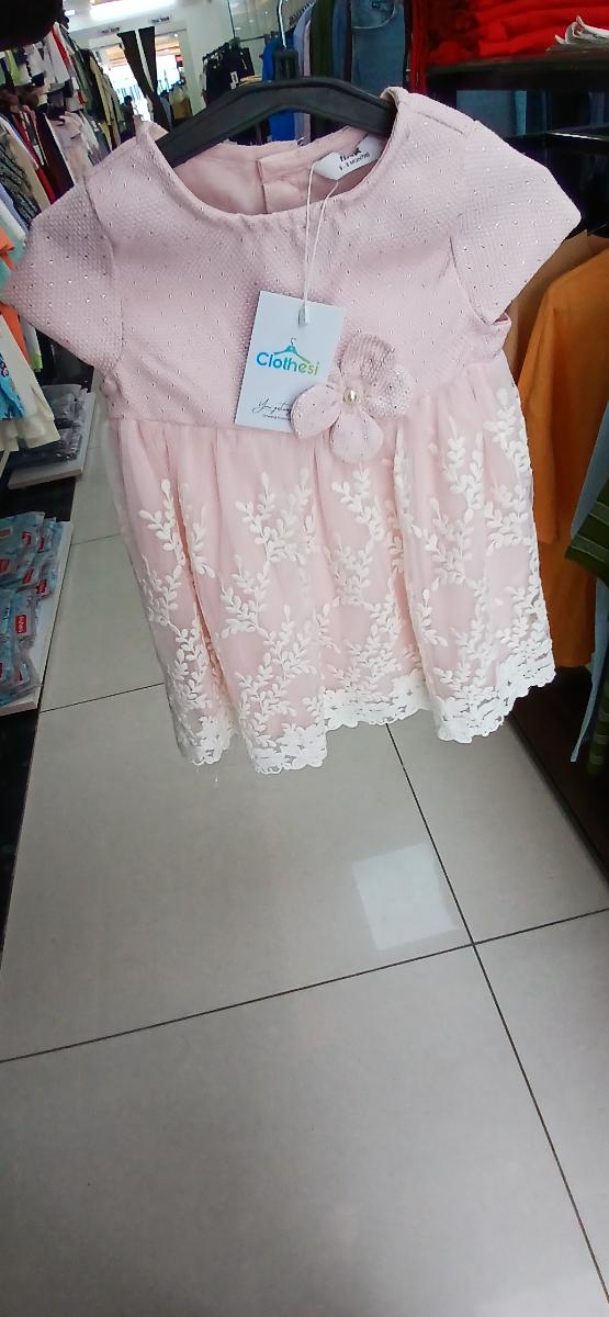 Max Baby Girl Pink Embroidered Lace Dress
