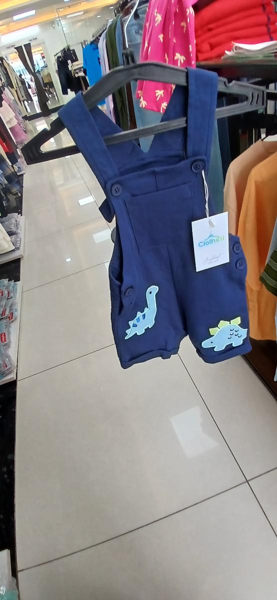 Pantaloons Dinosaur Applique Denim Dungaree Shorts