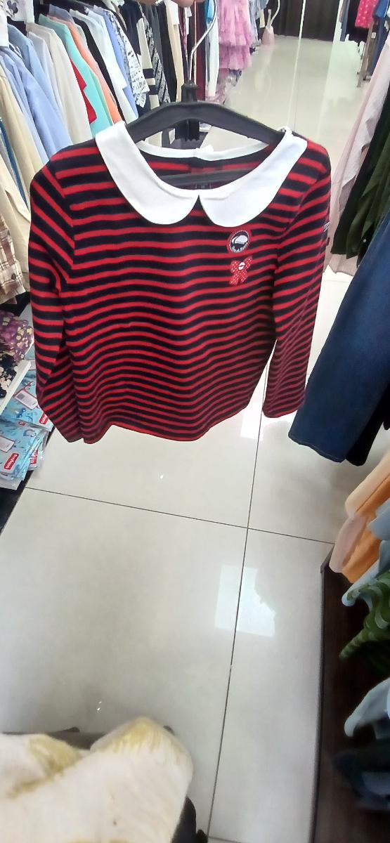 Terre de marins Striped Round Neck Top with Peter Pan Collar sweat-Shirt 