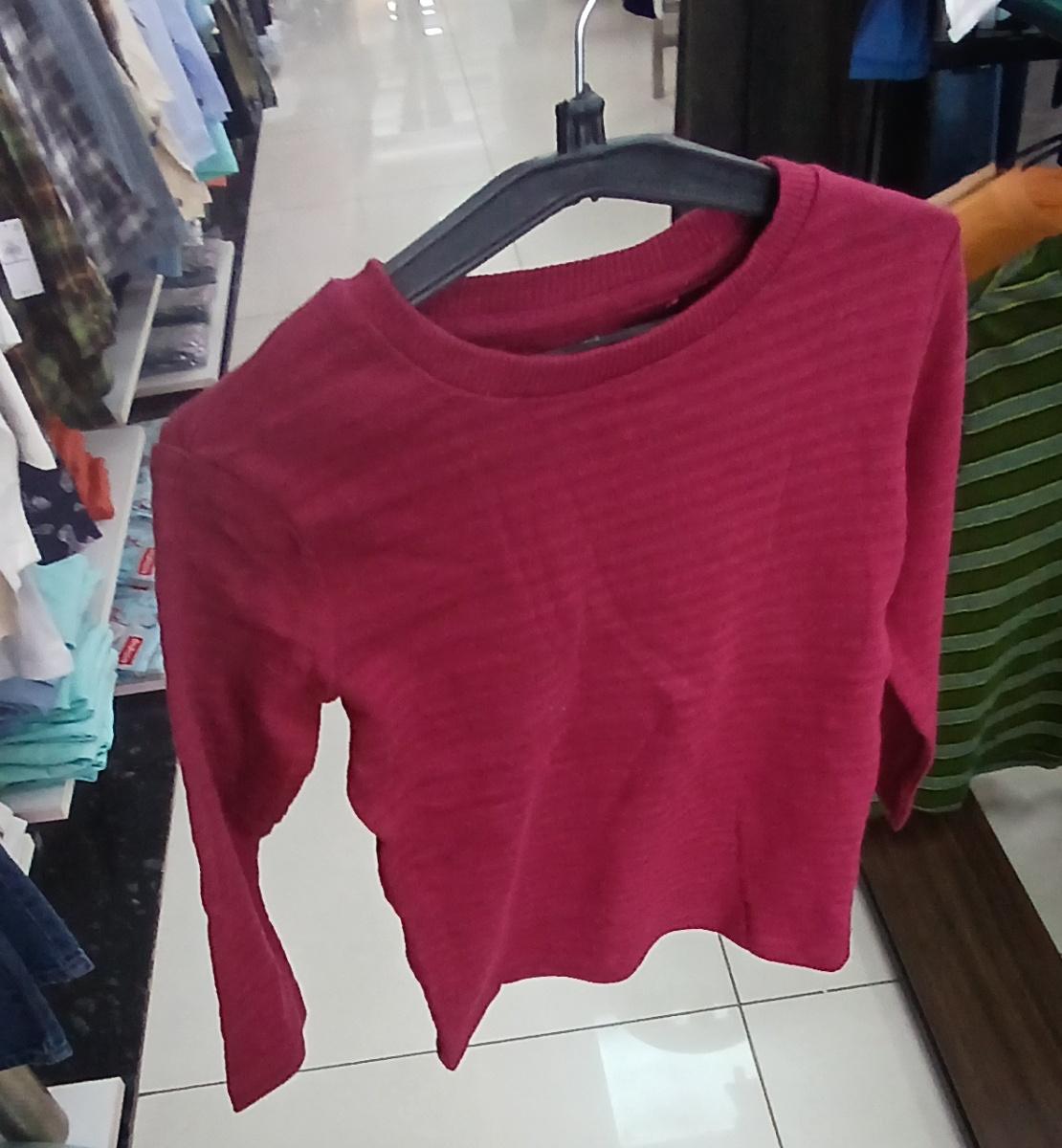 Nutmeg Maroon Striped Cotton Sweat-Shirt