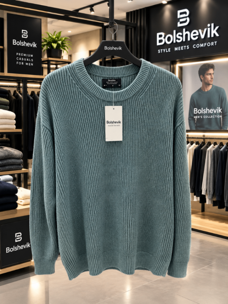 Ribbed Crew Neck Sweater