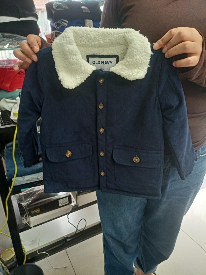 Navy Corduroy Sherpa Collar Jacket view 1