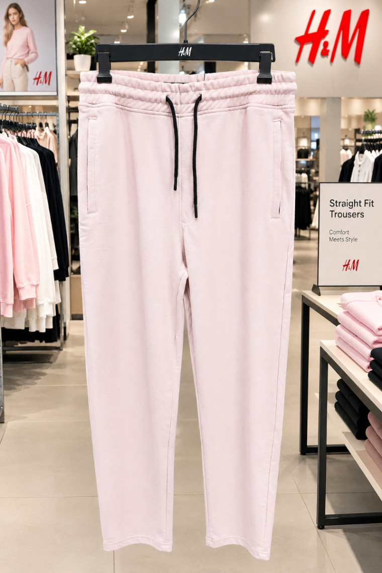 H&M french terry straight fit trousers  view 1