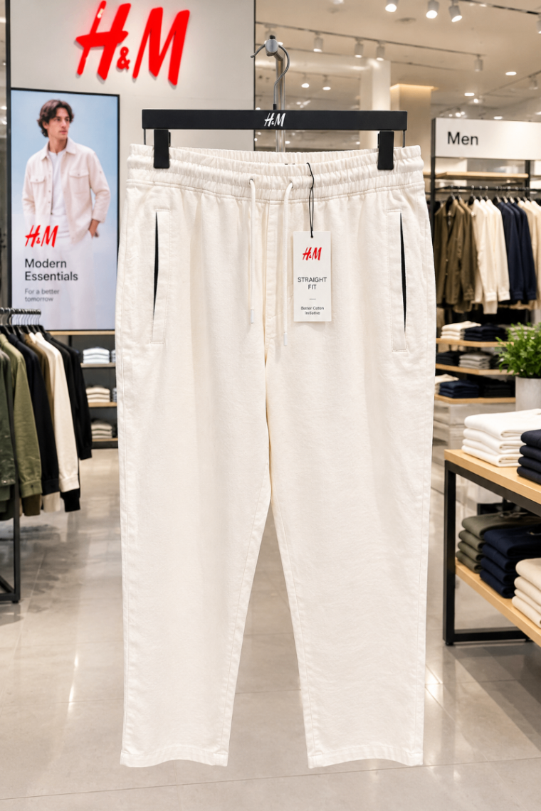 H&M Straight Fit Cotton Trousers view 1
