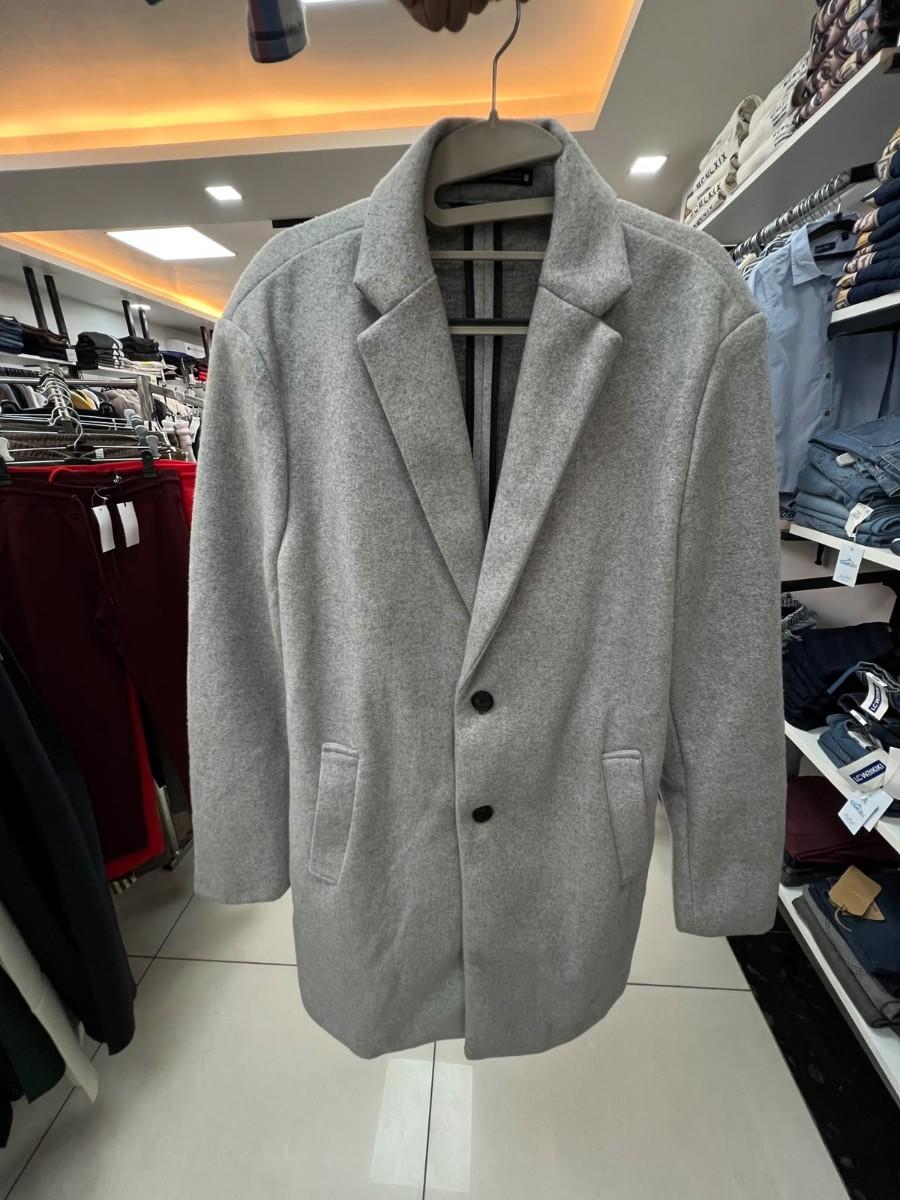 Zara Grey Wool Blend Overcoat view 1